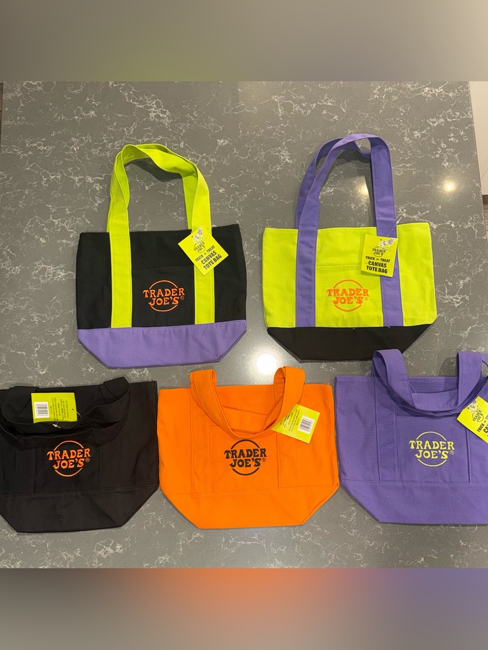 Halloween Trader Joe’s Canvas Tote - Lime, Purple, Orange, Black variations